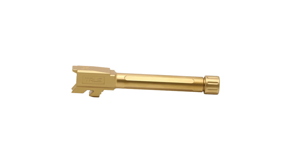 True Precision Glock 48 Threaded Pistol Barrel, 4.68in, 1/2x28 Thread, 9mm 1-10 Twist, Gold TiN, Sub-compact, TPG48BXTG