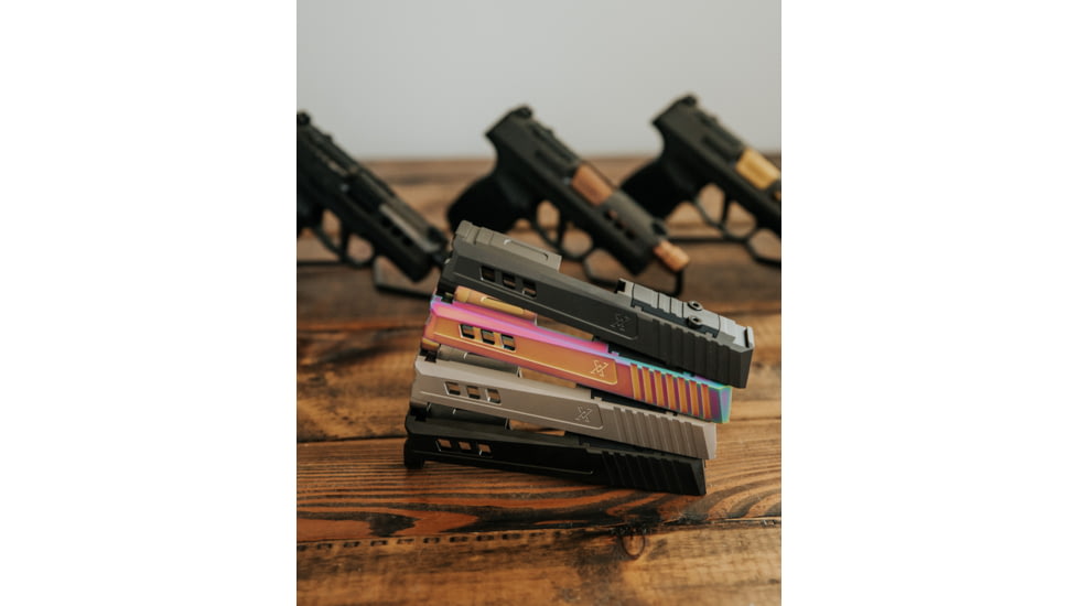 True Precision Sig P365 9mm Pistol Slide w/RMS Cut/Cover Plate, Gold TiN, TP-P365S-G-RMS