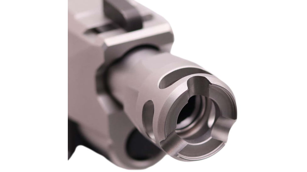 True Precision Y-Type Micro Compensator, 9 MM, 1/2x28 Threads, Stainless, TP-YMICRO-SS