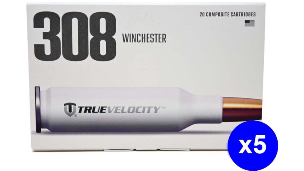 True Velocity Nosler Custom Competition, .308 Winchester, 168 Grain, Hollow Point Boat Tail Polymer, Centerfire Rifle Ammo