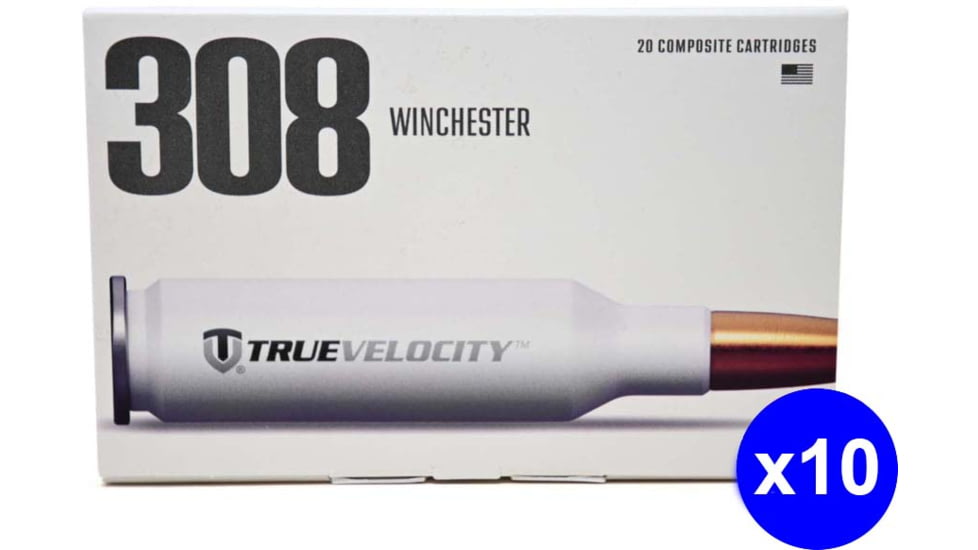 True Velocity Nosler Custom Competition, .308 Winchester, 168 Grain, Hollow Point Boat Tail Polymer, Centerfire Rifle Ammo