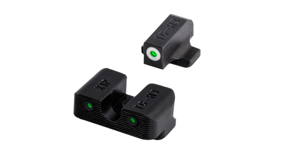 TruGlo Brite Site Tritium Pro Front/Rear Green Night Sight Set for HK VP9/VP40/P30/HK45, 3-Dot Configuration Front, White Focus Lock Ring, Steel, Black, TG-TG231H1W