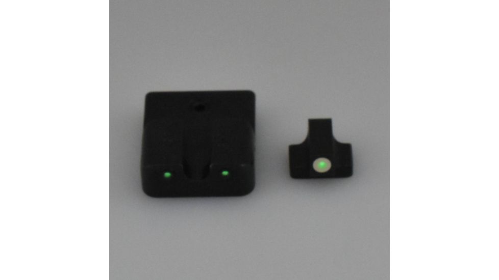 TruGlo Brite Site Tritium Pro Front/Rear Green Night Sight Set for HK VP9/VP40/P30/HK45, 3-Dot Configuration Front, White Focus Lock Ring, Steel, Black, TG-TG231H1W