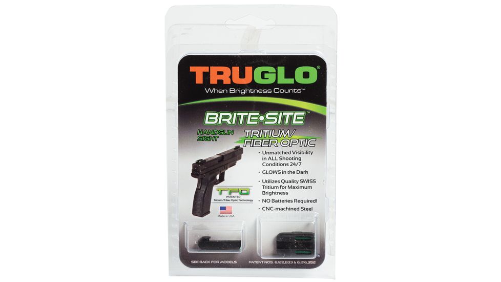 TruGlo Brite-Site Tritium/Fiber Low Profile Green Optic Sight for Glock 42, TG-TG131GT1A