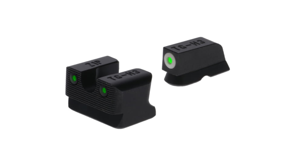 TruGlo Tritium Pro Night Sight Set, CZ P09, Green Glow/White Ring Front and Green/Black Rear, Black, TG-TG231Z3W