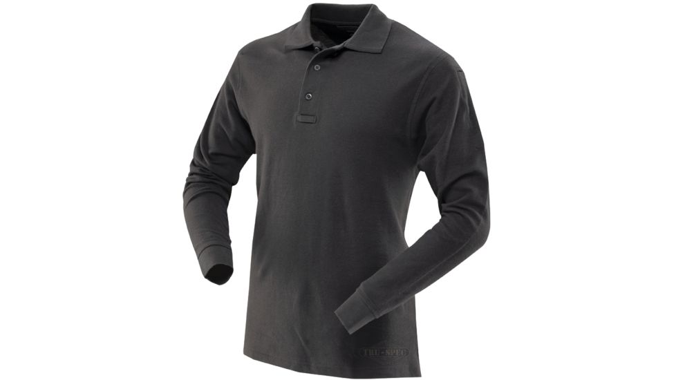 Tru-Spec Polo Shirt, 24-7 Classic Black Long Sleeve, S 4458003