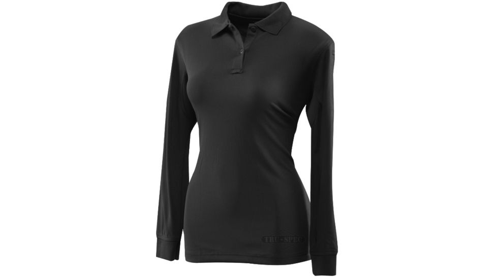 Tru-Spec Polo Shirt, 24-7 Ladies Performance Black 100% Poly Long Sleeve, Xl 4420006