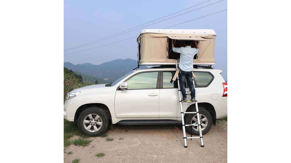 TRUSTMADE Hardshell Rooftop Tent, White/Grey, 82.7x49x35.4in, OR02RT01-WhiteGrey