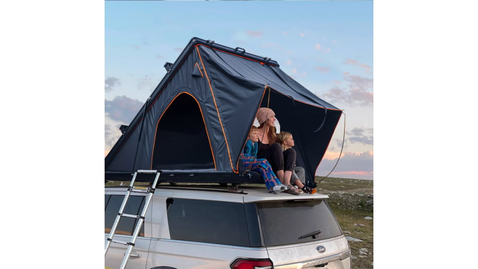 TRUSTMADE Scout Plus Triangle with Roof Rack Aluminum Car Rooftop Tent, Black and Grey, Medium, OR02RT04YZ-BlackGrey