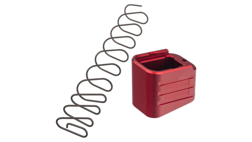 TRYBE Defense +4/5 Magazine Extension Base Pad for Glock 19/23/26/27, 9mm/.40 S&amp;W, Red, MAGEXTGLK194/5-RD, EDEMO1