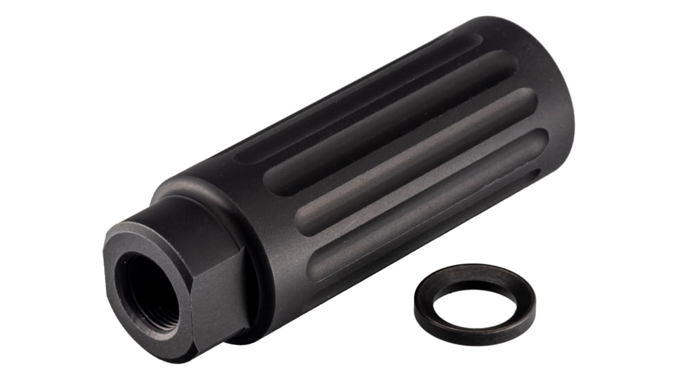 TRYBE Defense AR-15 5.56x45 NATO Flash Can Muzzle Device, 1/2x28, Full Flute, Black Anodized, FF556FC