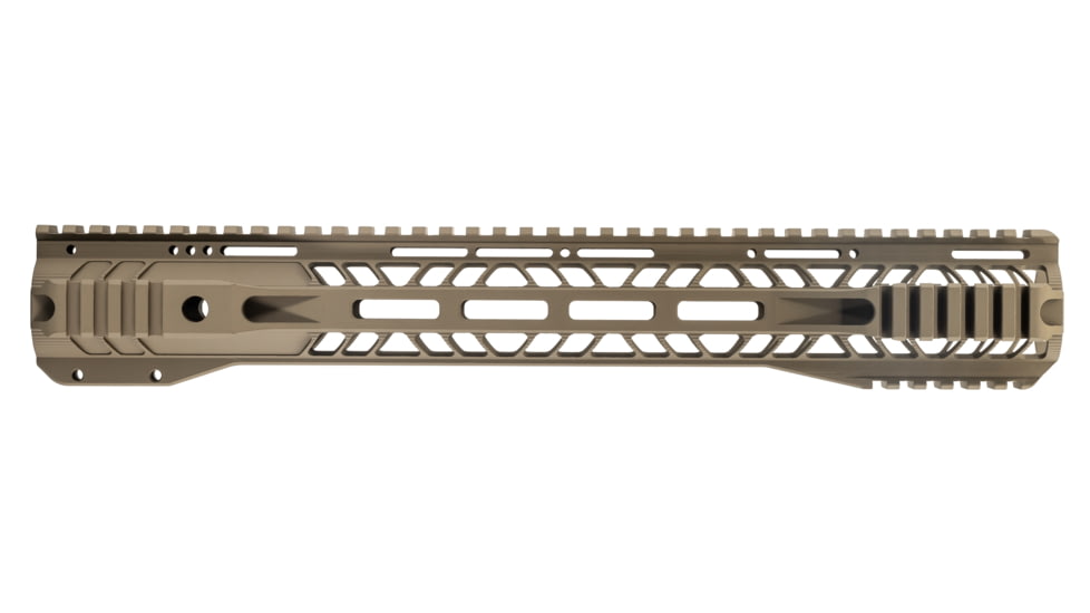 TRYBE Defense AR-15 M-LOK Lightweight Quad Handguard w/ Full Rail, 15in, Flat Dark Earth, HDG15QFR-FDE