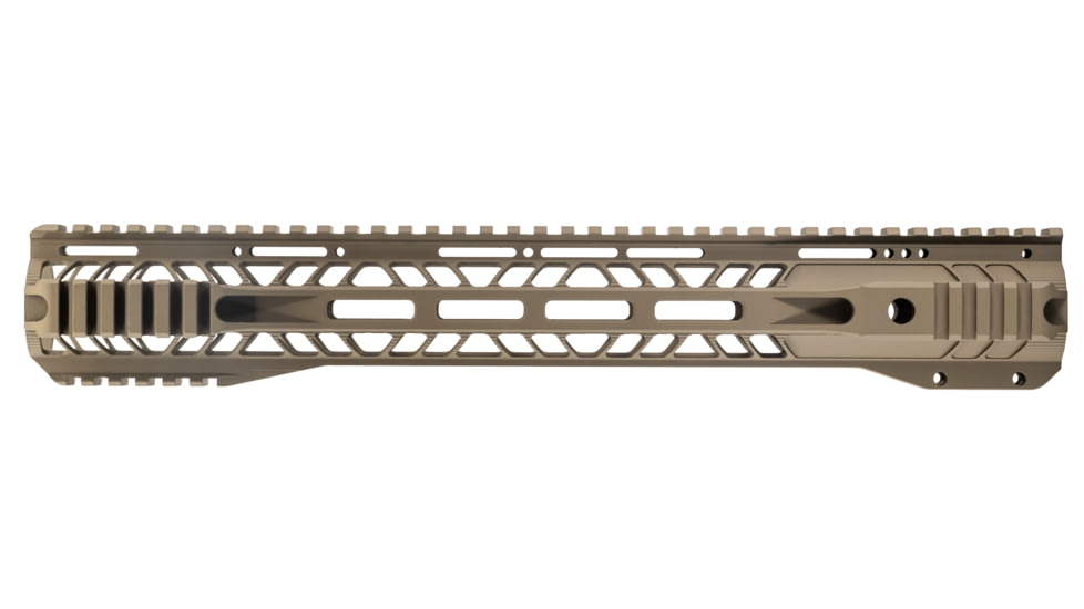 TRYBE Defense AR-15 M-LOK Lightweight Quad Handguard w/ Full Rail, 15in, Flat Dark Earth, HDG15QFR-FDE