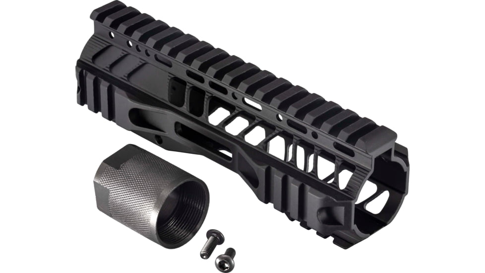 TRYBE Defense AR-15 M-LOK Lightweight Quad Handguard w/ Full Rail, 7in, Black, HDG7QFR-BL