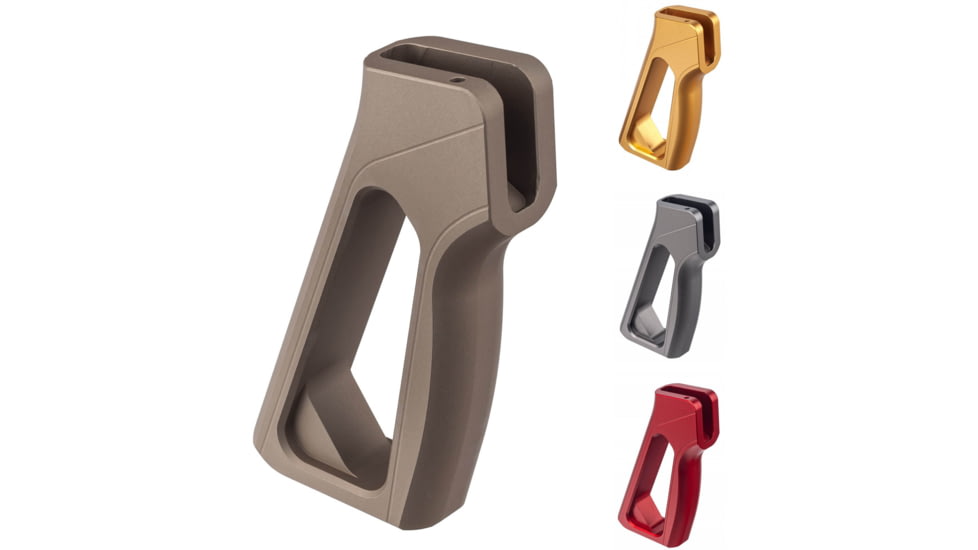 TRYBE Defense AR Grip, FDE, Gold, Gunmetal, Red