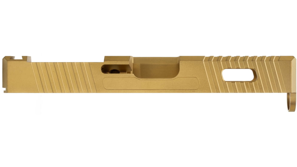 TRYBE Defense Glock 19 Pistol Slide - Version 1, Gen 4, RMR Cut, Gold, SLDG19G4RMR-GLD