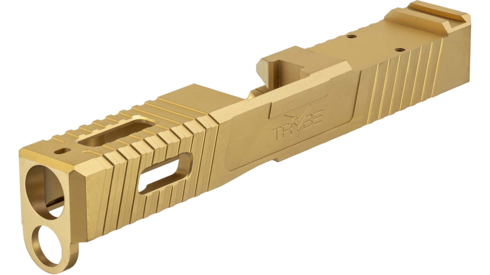 TRYBE Defense Glock 19 Pistol Slide - Version 1, Gen 4, RMR Cut, Gold, SLDG19G4RMR-GLD