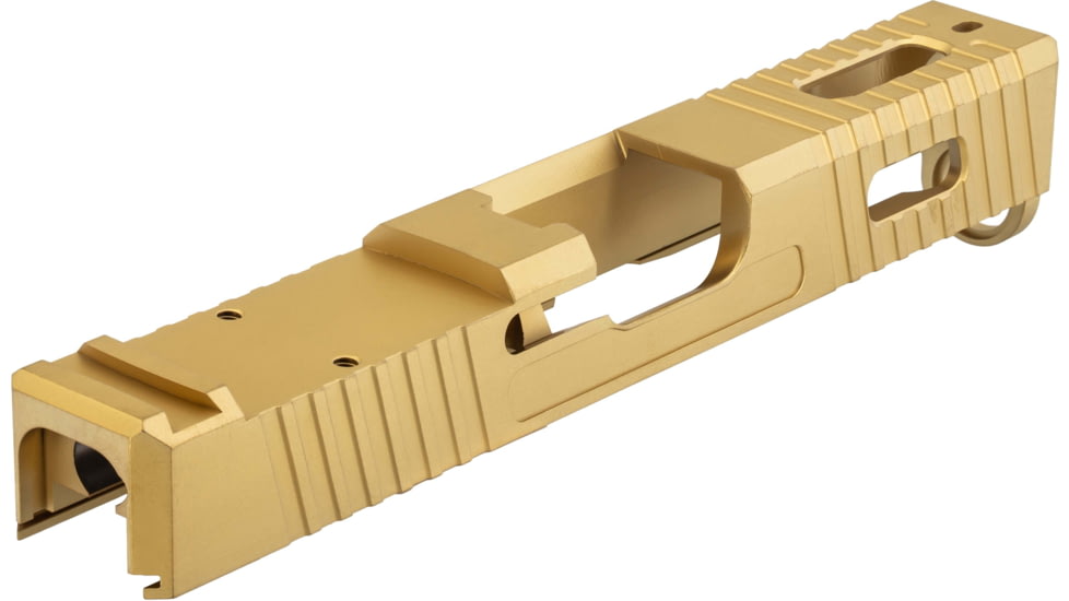 TRYBE Defense Glock 19 Pistol Slide - Version 1, Gen 4, Viper Cut, Gold, SLDG19G4VPR-GLD