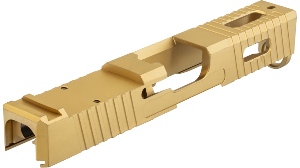 TRYBE Defense Glock 19 Pistol Slide - Version 1, Gen 5, RMR Cut, Gold, SLDG19G5RMR-GLD