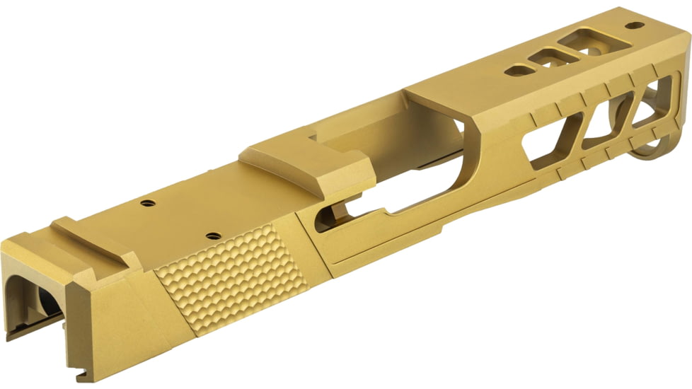 TRYBE Defense Glock 19 Pistol Slide - Version 2, Gen 5, RMR Cut, Gold, SLDG19G5RMRV2-GLD