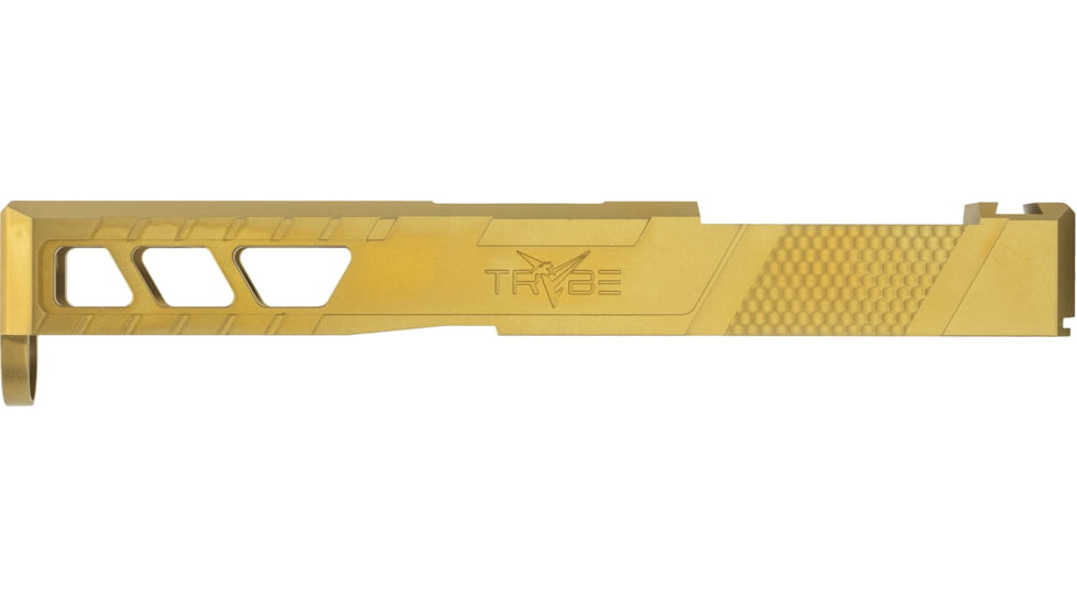 TRYBE Defense Glock 19 Pistol Slide - Version 2, Gen 5, RMR Cut, Gold, SLDG19G5RMRV2-GLD