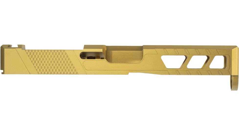TRYBE Defense Glock 19 Pistol Slide - Version 2, Gen 5, RMR Cut, Gold, SLDG19G5RMRV2-GLD