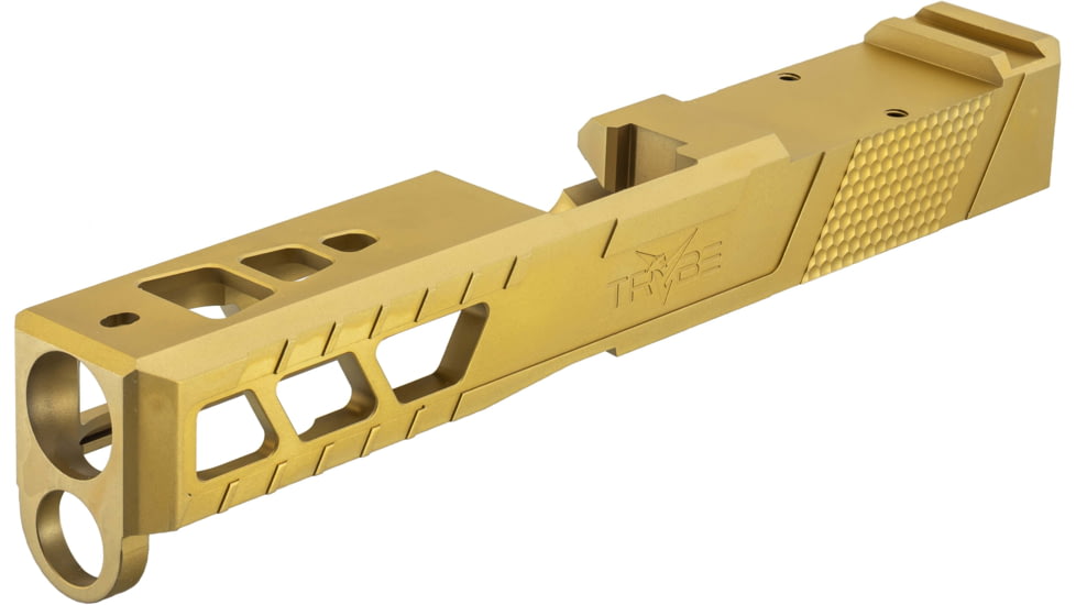 TRYBE Defense Glock 19 Pistol Slide - Version 2, Gen 5, RMR Cut, Gold, SLDG19G5RMRV2-GLD