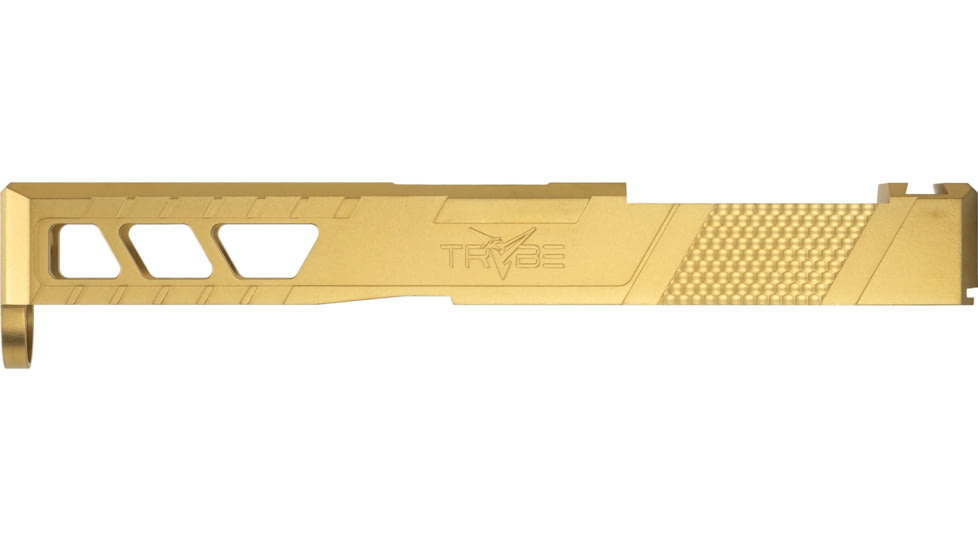 TRYBE Defense Glock 19 Pistol Slide - Version 2, Gen 5, Viper Cut, Gold, SLDG19G5VPRV2-GLD