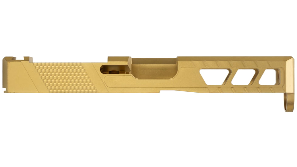 TRYBE Defense Glock 19 Pistol Slide - Version 2, Gen 5, Viper Cut, Gold, SLDG19G5VPRV2-GLD