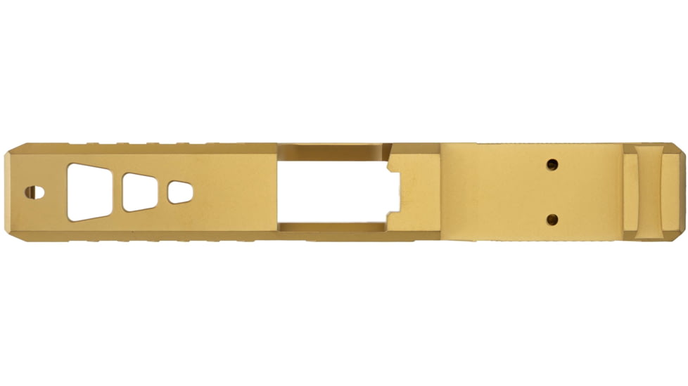 TRYBE Defense Glock 19 Pistol Slide - Version 2, Gen 5, Viper Cut, Gold, SLDG19G5VPRV2-GLD