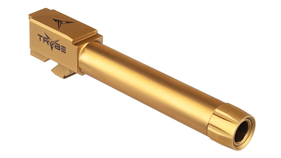 TRYBE Defense GLOCK 23/32 9mm Threaded Conversion Pistol Barrel, 1/2 x 28, 416R Stainless Steel, Gold TIN, TPBCONVG23-32-TIN