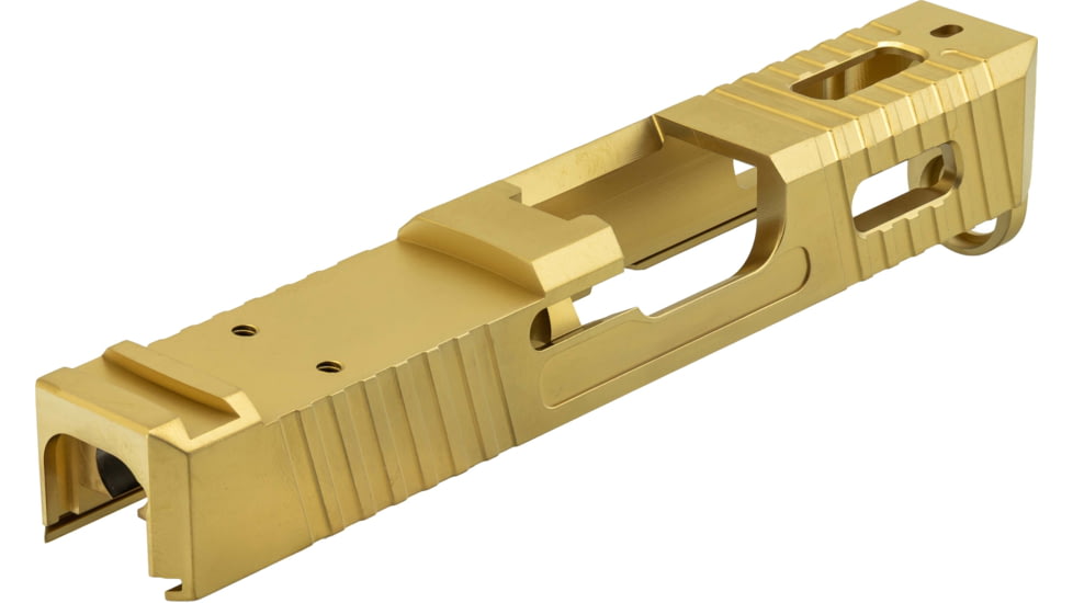 TRYBE Defense Glock 26 9mm Pistol Slide, Glock 26, Gen 3/4, DeltaPoint Pro Cut, Version 1, Cerakote, Gold, SLDG26G34DP-GLD
