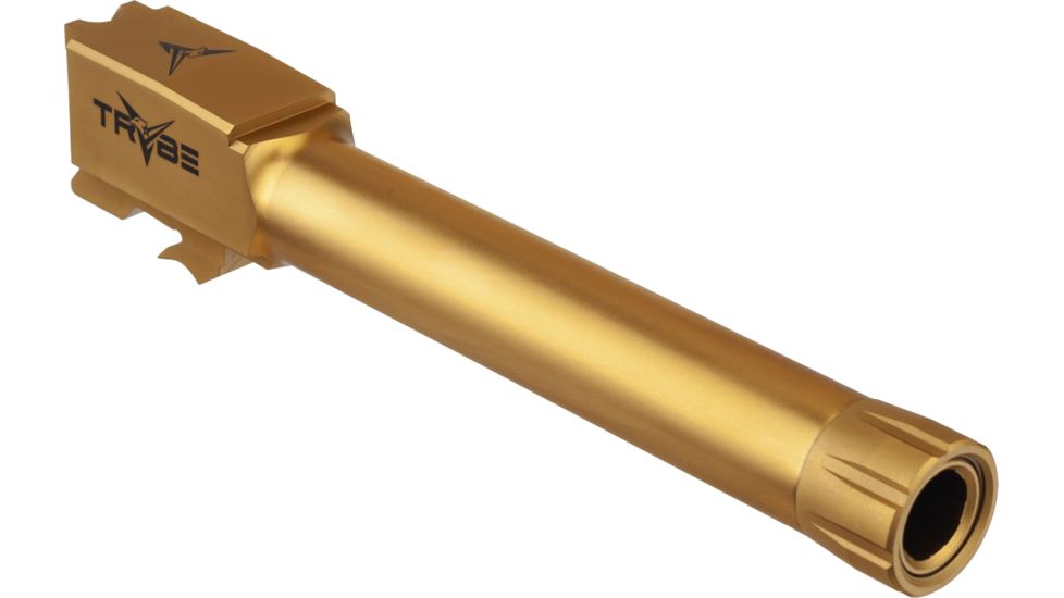 TRYBE Defense Grade Threaded Pistol Barrel, S&amp;W M&amp;P 9mm 4.25in 2.0, 1/2 x 28 Thread, Gold TIN, TPBSWMP425-TIN