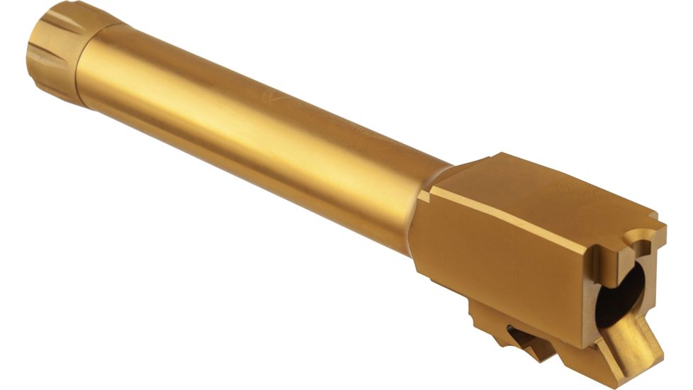 TRYBE Defense Grade Threaded Pistol Barrel, S&amp;W M&amp;P 9mm 4in 2.0, 1/2 x 28 Thread, Gold TIN, TPBSWMP4-TIN