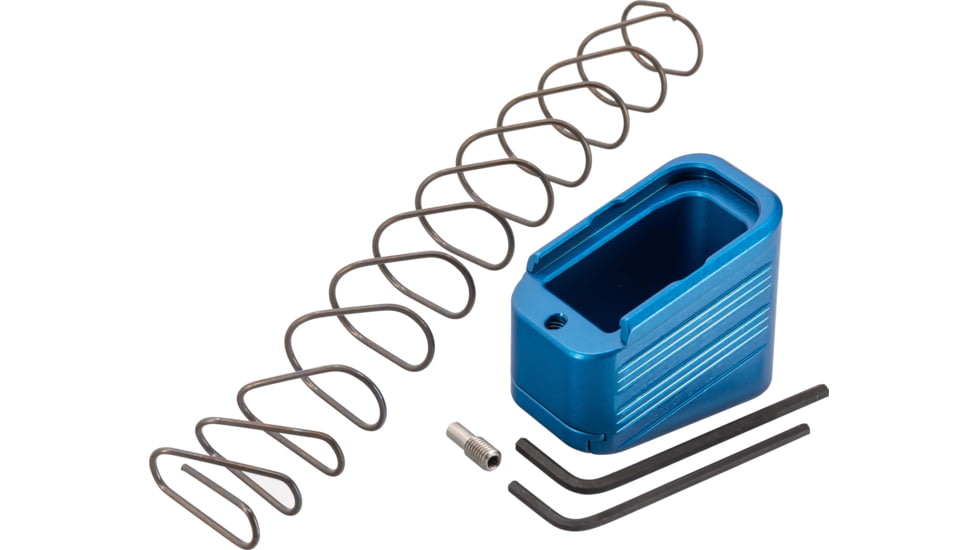 TRYBE Defense Magazine Extension Base Pad, Glock 17/17L/19X/22/34/45, 9mm/.40 S&amp;W, 4/5-Round, Blue, MAGEXTG174/5-BL-5RD