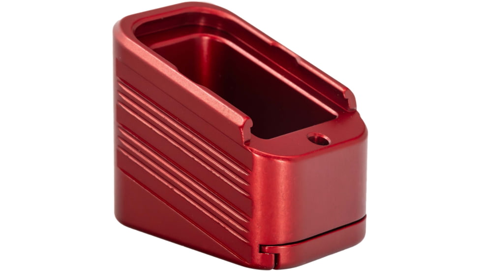 TRYBE Defense Magazine Extension Base Pad, Glock 17/17L/19X/22/34/45, 9mm/.40 S&amp;W, 4/5-Round, Red, MAGEXTG174/5-RD-5RD