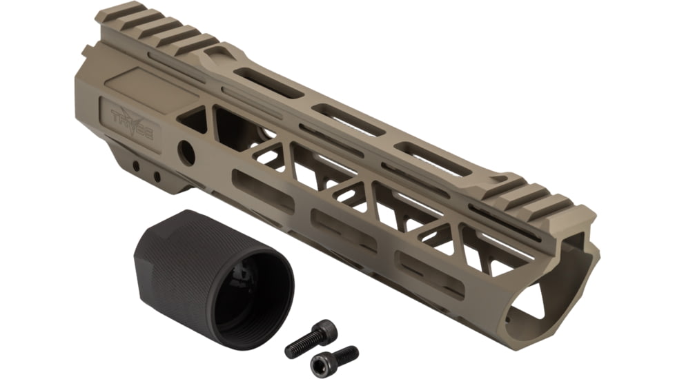 TRYBE Defense Magnesium Alloy Go Fast Ultra Lightweight Handguard, Cut Top Rail, M-LOK, FDE, 9in, MGHDG-V2-9CR-FDE