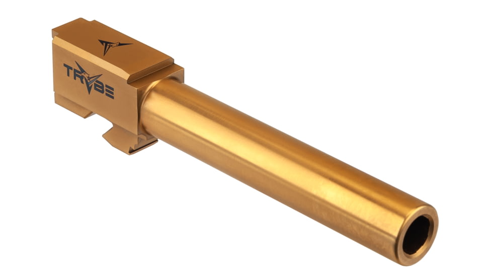 TRYBE Defense Match Grade Non Threaded Pistol Barrel, 9mm Luger, Glock 17, TiN Gold, PBG17-TIN
