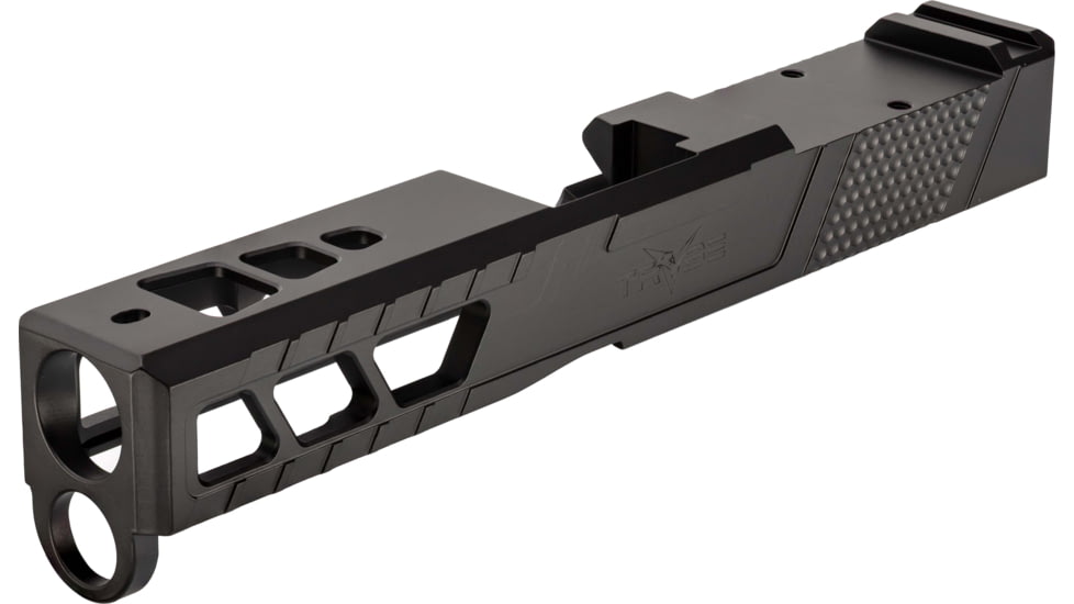 TRYBE Defense Pistol Slide, Glock 19, Gen 4, RMR Cut, Version 2, Black Cerakote, No Base Plate Included, SLDG19G4RMRV2-BN