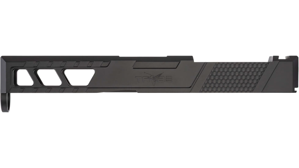 TRYBE Defense Pistol Slide, Glock 19, Gen 4, Venom Cut, Version 2, Black Cerakote, No Base Plate Included, SLDG19G4VNMV2-BN