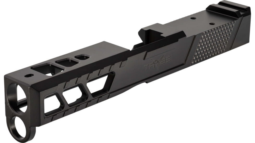 TRYBE Defense Pistol Slide, Glock 19, Gen 4, Viper Cut, Version 2, Black Cerakote, No Base Plate Included, SLDG19G4VPRV2-BN