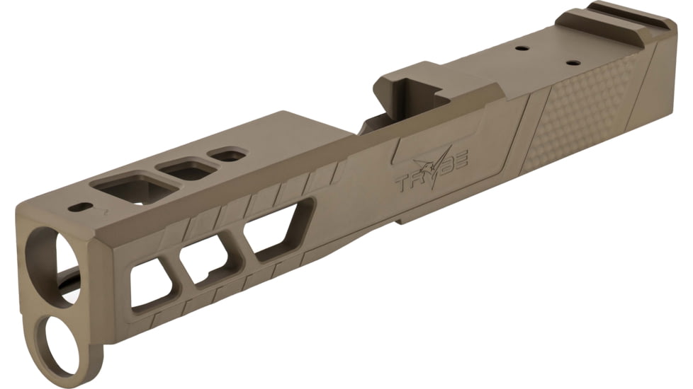 TRYBE Defense Pistol Slide, Glock 19, Gen 4, Viper Cut, Version 2, FDE Cerakote, No Base Plate Included, SLDG19G4VPRV2-FDE