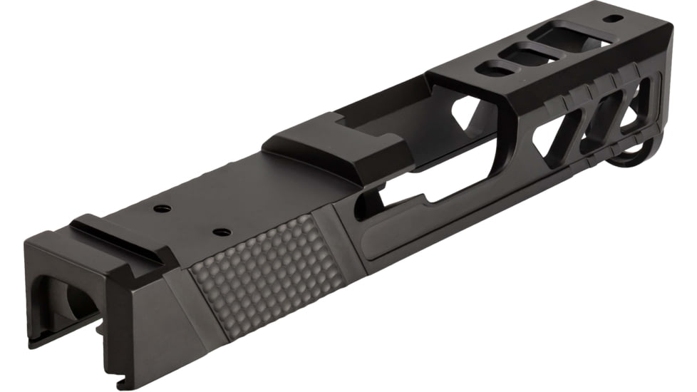 TRYBE Defense Pistol Slide, Glock 26, Gen 3/4, DeltaPoint Pro Cut, Version 2, Black Cerakote, No Base Plate Included, SLDG26G34DPV2-BN