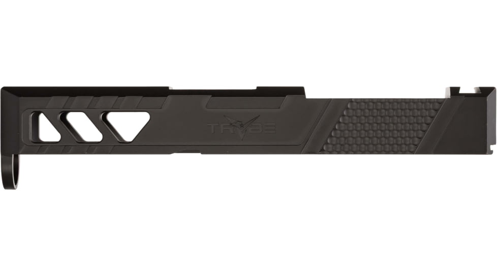 TRYBE Defense Pistol Slide, Glock 26, Gen 3/4, DeltaPoint Pro Cut, Version 2, Black Cerakote, No Base Plate Included, SLDG26G34DPV2-BN