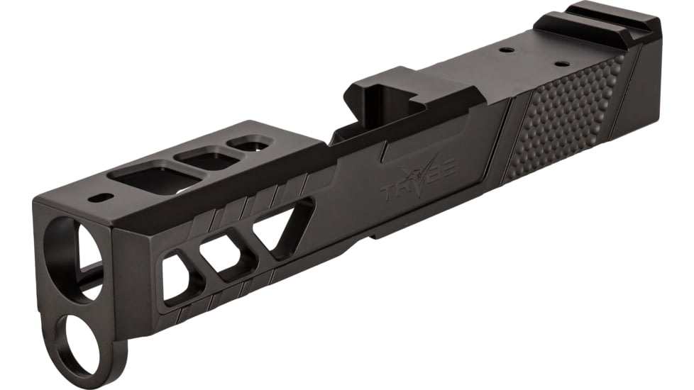 TRYBE Defense Pistol Slide, Glock 26, Gen 3/4, DeltaPoint Pro Cut, Version 2, Black Cerakote, No Base Plate Included, SLDG26G34DPV2-BN