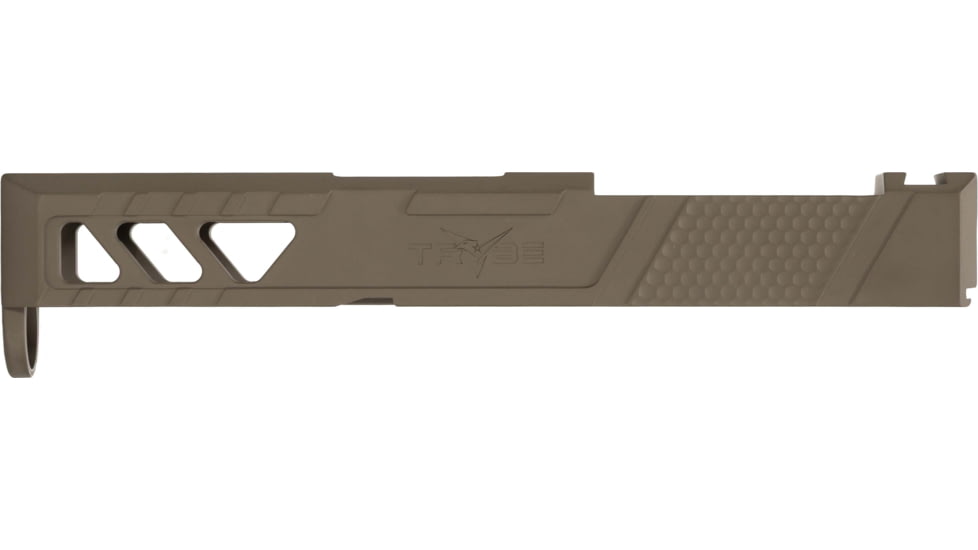 TRYBE Defense Pistol Slide, Glock 26, Gen 3/4, Viper Cut, Version 2, FDE Cerakote, No Base Plate Included, SLDG26G34VPRV2-FDE