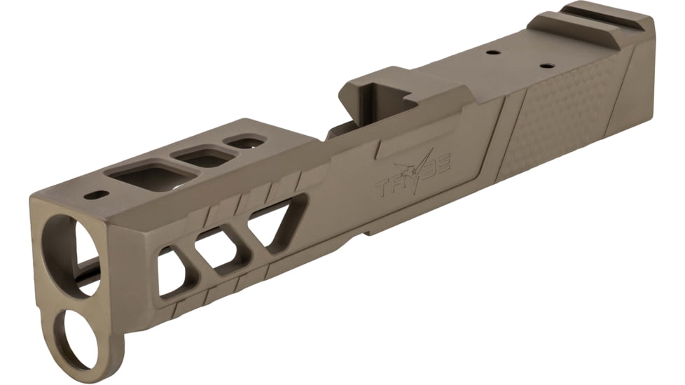 TRYBE Defense Pistol Slide, Glock 26, Gen 3/4, Viper Cut, Version 2, FDE Cerakote, No Base Plate Included, SLDG26G34VPRV2-FDE