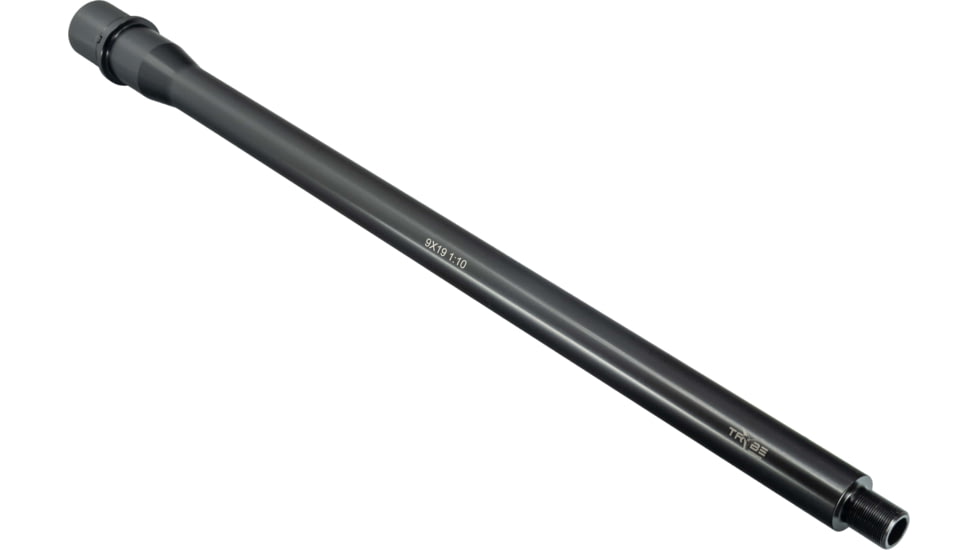 TRYBE Defense Rifle Barrel Threaded, AR-15, 9mm Luger, 16.25 inch, Medium Taper, Twist, 1/2x36 TPI, Black Nitride, Black, BARMID16259MM 