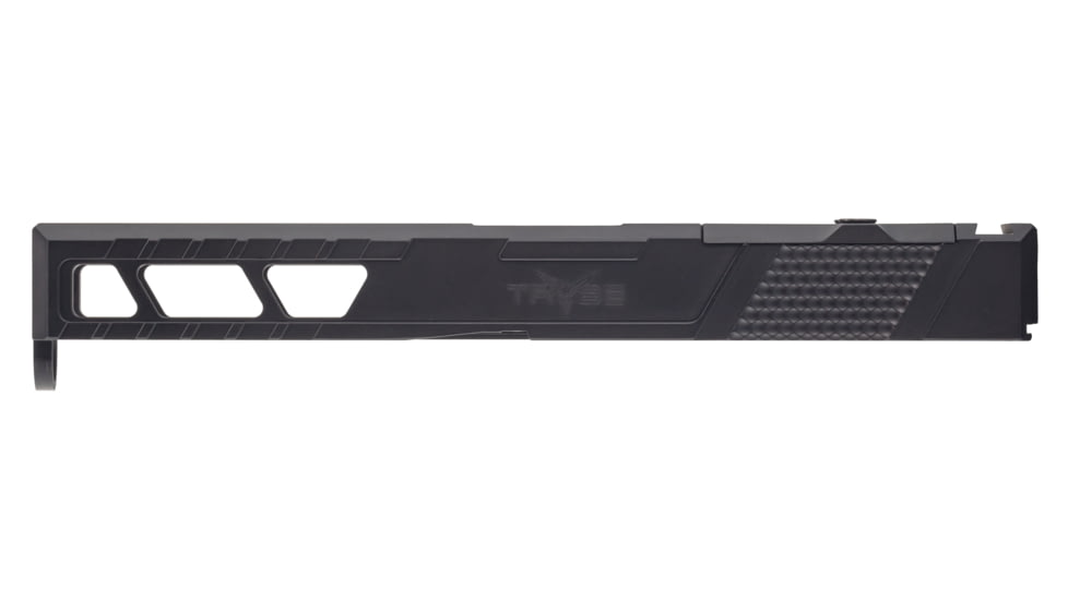 TRYBE Defense Pistol Slide, Glock 17, Gen 3, RMR Cut, Version 2, Black Cerakote, SLDG17G3RMRV2-BN