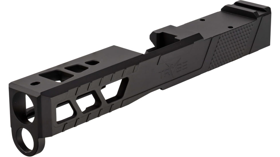 TRYBE Defense Pistol Slide, Glock 19, Gen 5, RMR Cut, Version 2, Black Cerakote SLDG19G5RMRV2-BN